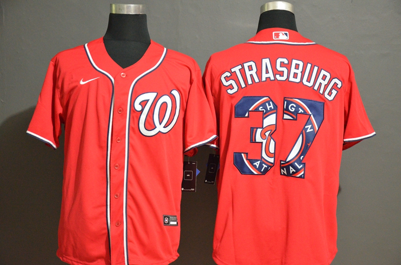 2020 Men Washington Nationals #37 Strasburg red Game MLB Jerseys